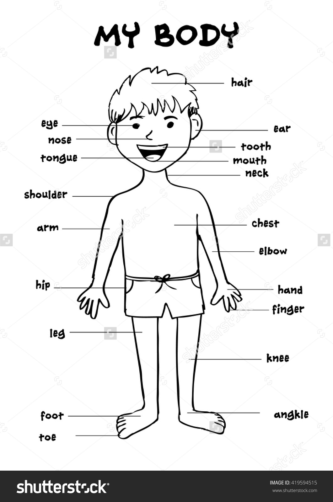 Design 65 of Parts Of The Body Clipart Black And White | irisryder