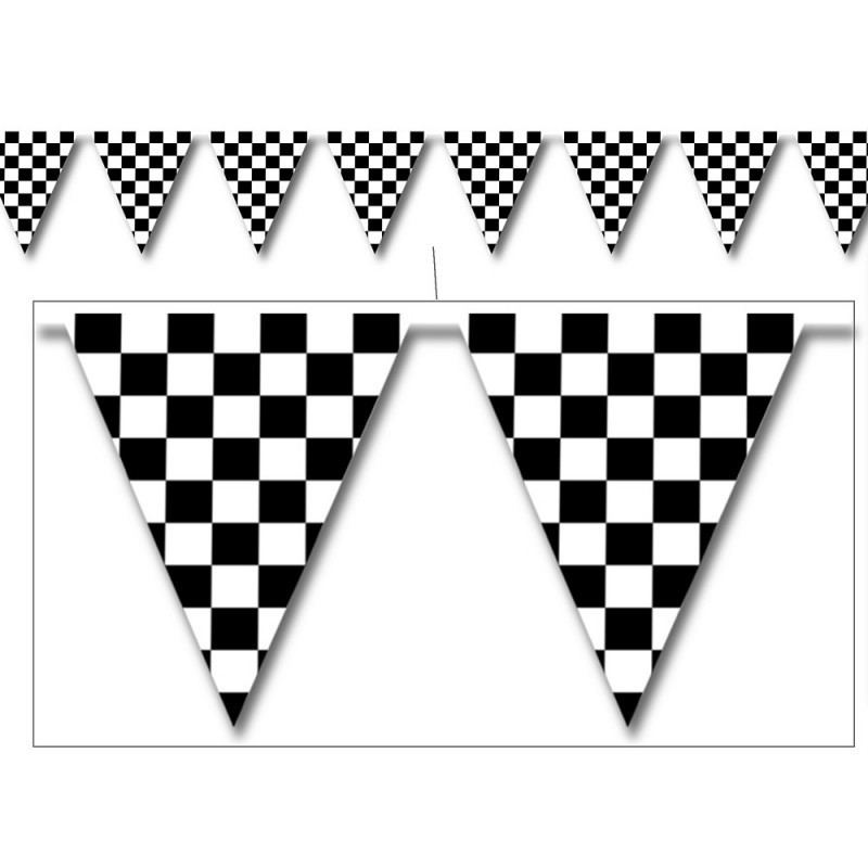 Black and White Checkered Flag Bunting (3.6m).