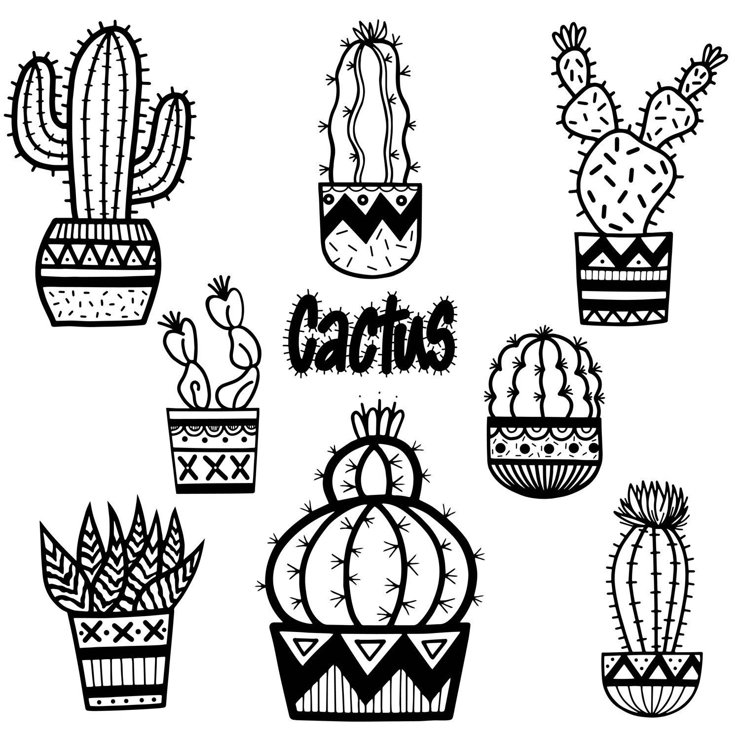 black and white cactus clipart 20 free Cliparts | Download images on