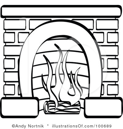 Fireplace Clipart Black and White.