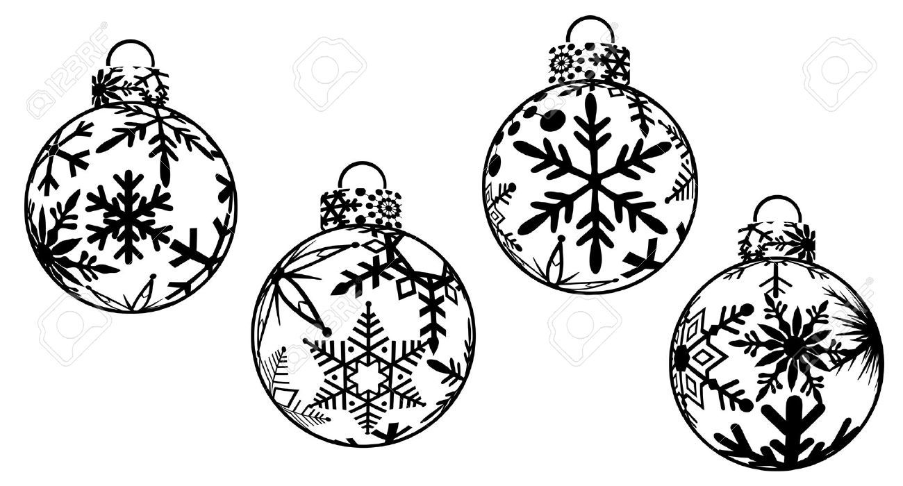 christmas decorations clipart black and white.