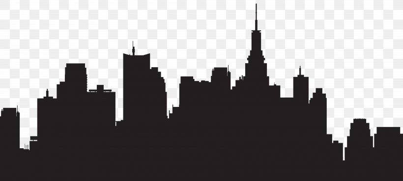 New York City Skyline Silhouette Clip Art, PNG, 8000x3602px.