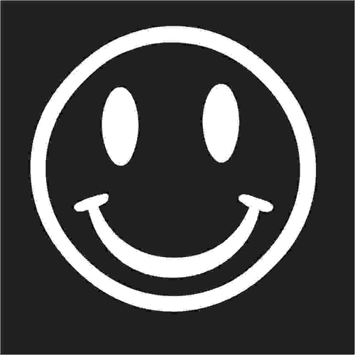White smiley face on black background clipart pic..