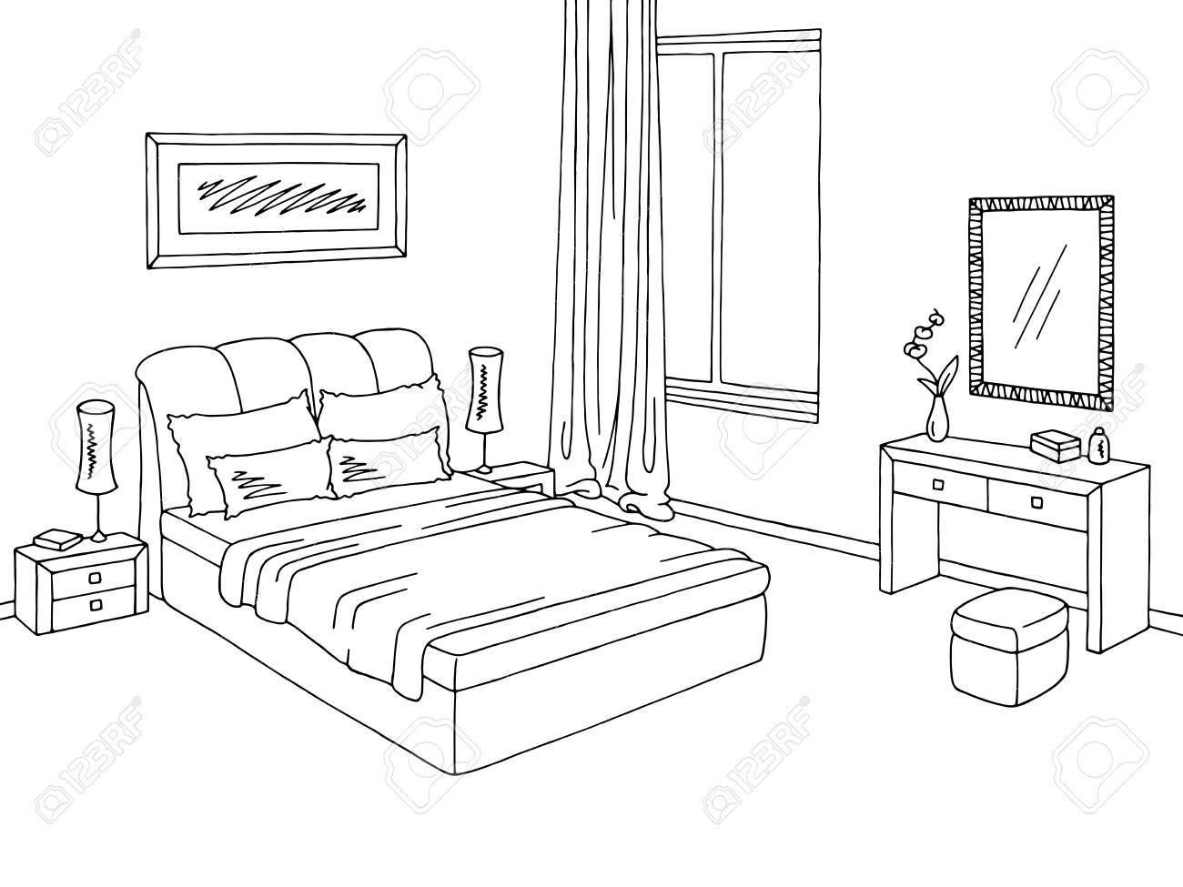 Bedroom clipart black and white 4 » Clipart Station.