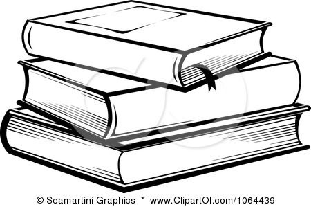 clip art books black and white.