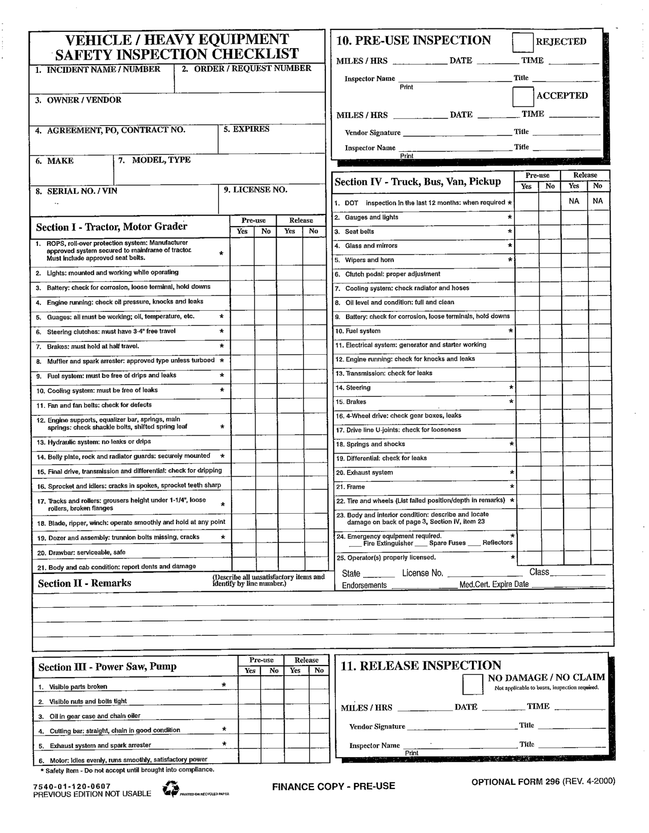 Dot Daily Vehicle Inspection Form Pdf