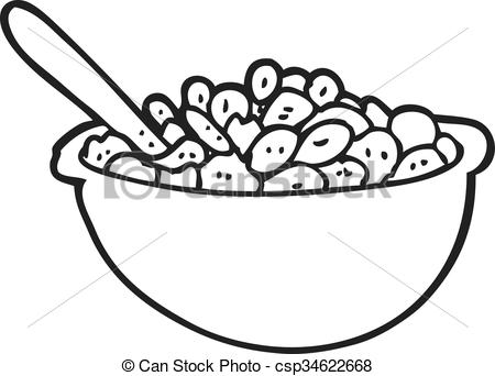 Bowl Of Cereal Clipart Black And White.