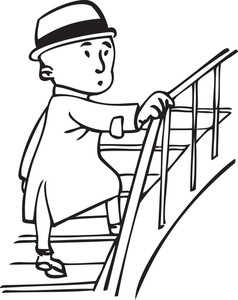 Illustration Of A Man Climbing On Stairs. Royalty.