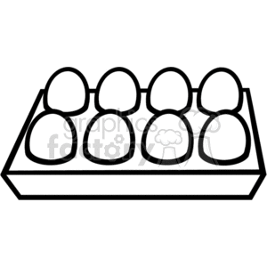Black and white egg cartoon with eight eggs inside clipart. Royalty.