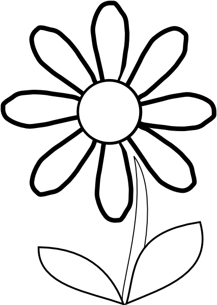 Flower Stem Clipart Black And White.