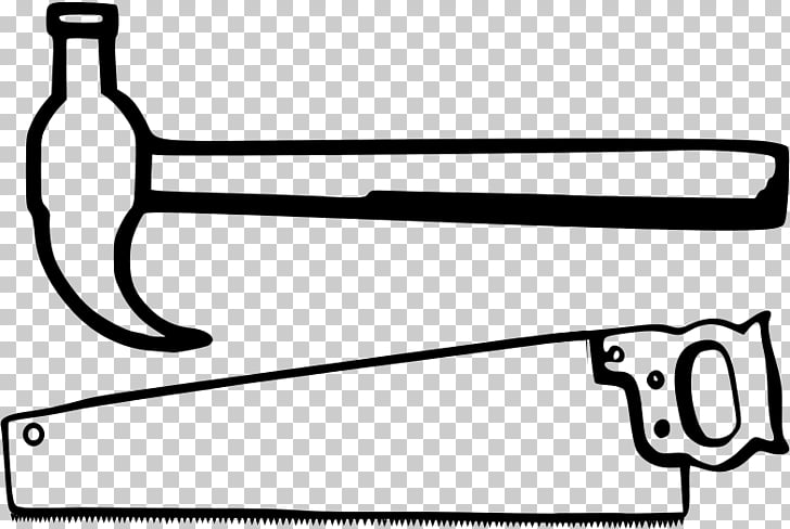 Hammer Black and white , hand saw PNG clipart.