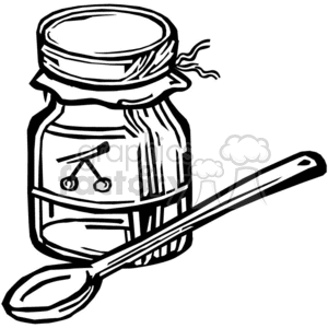 black white jar of jam clipart. Royalty.