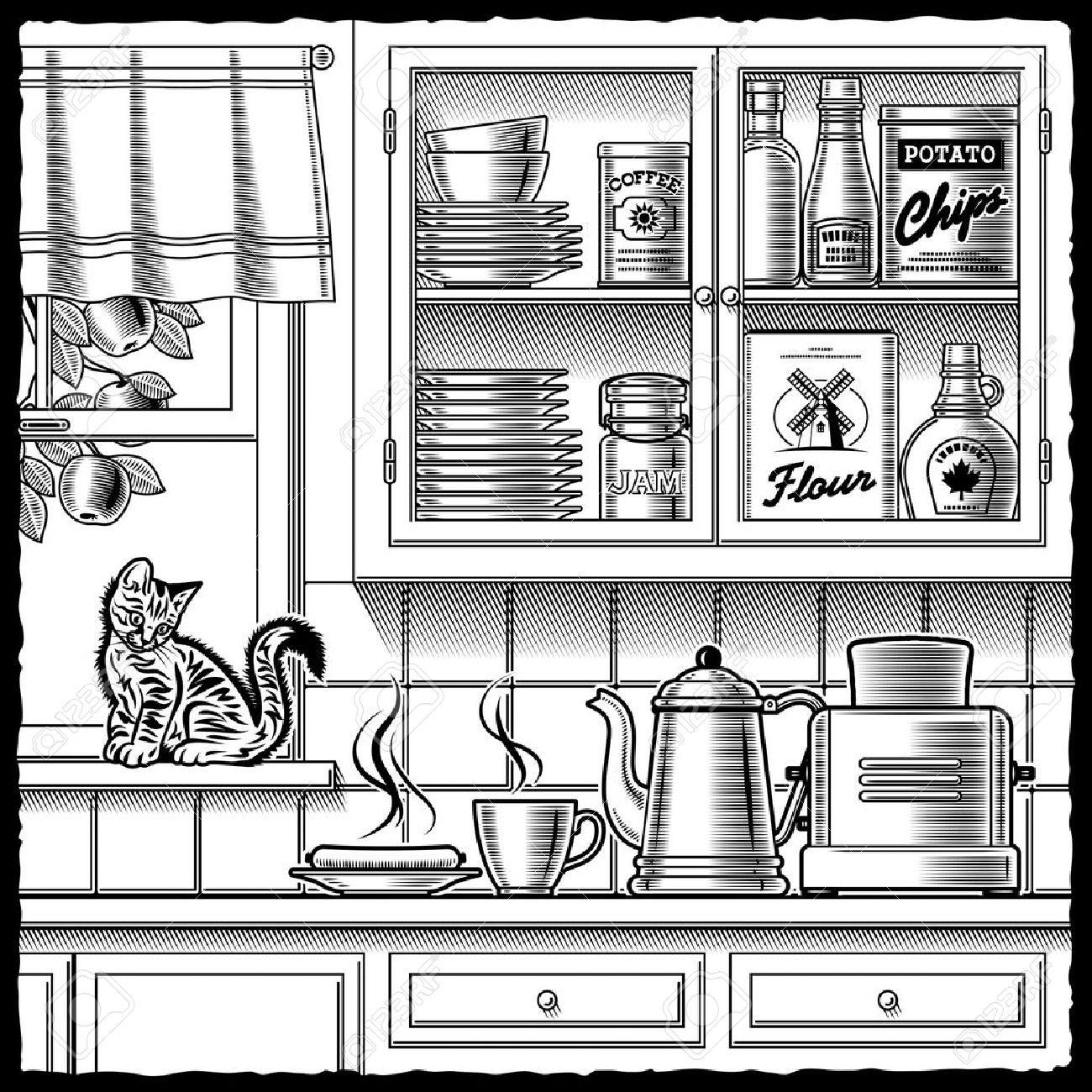Free Kitchen Clipart Black And White, Download Free Clip Art.