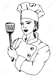 Image result for clipart black and white lady chef.