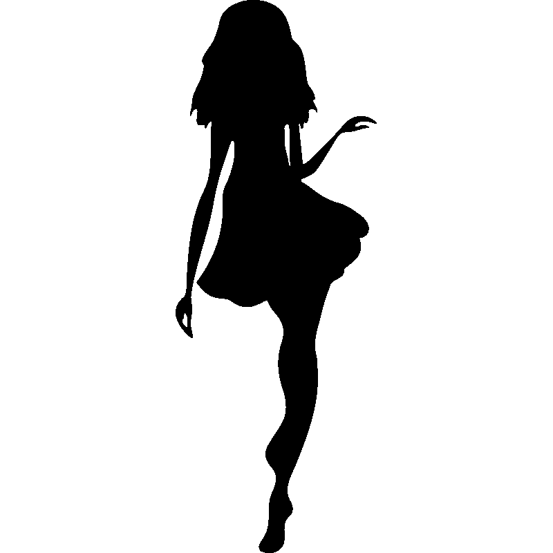 Silhouette Fashion Woman Sticker Drawing.