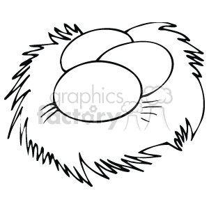 Black and White Eggs in Nest clipart. Royalty.