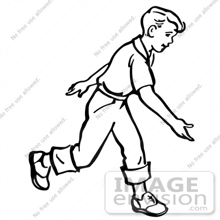Kid Walking Clipart Black And White.