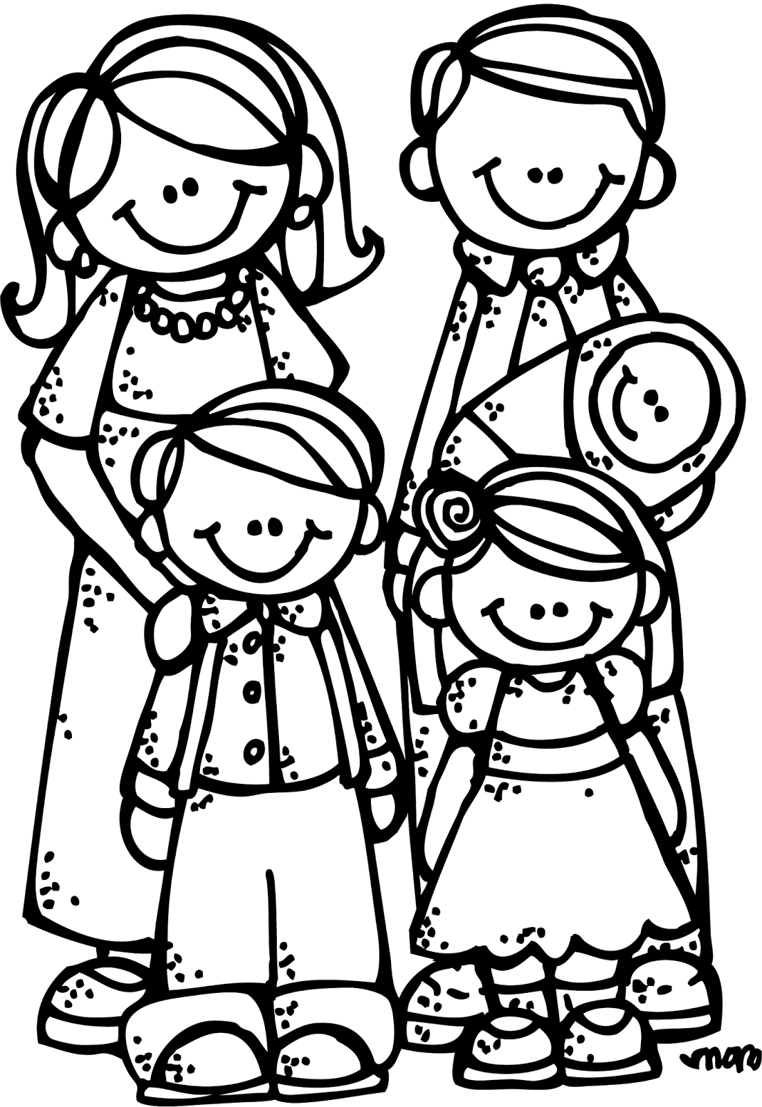 Happy Family Clipart Black And White.