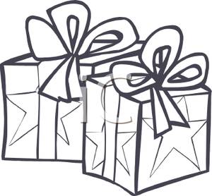 Christmas Presents Clipart Black and White.