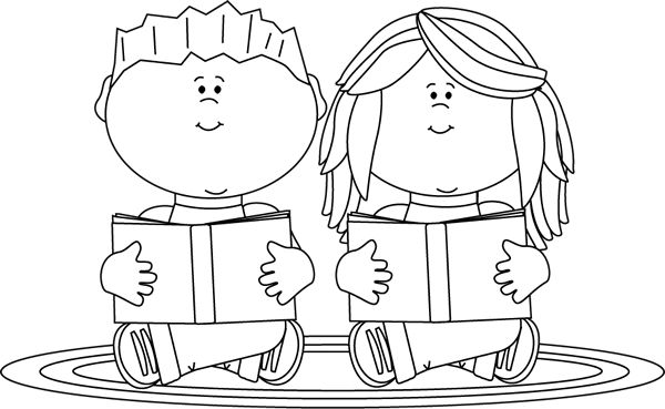 Free Kid Reading Black And White, Download Free Clip Art.