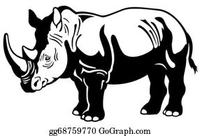 White Rhinoceros Clip Art.
