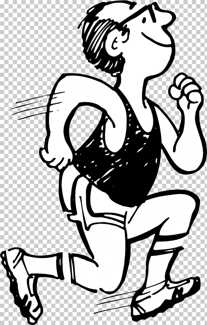 Black & white runner Running , jogging PNG clipart.