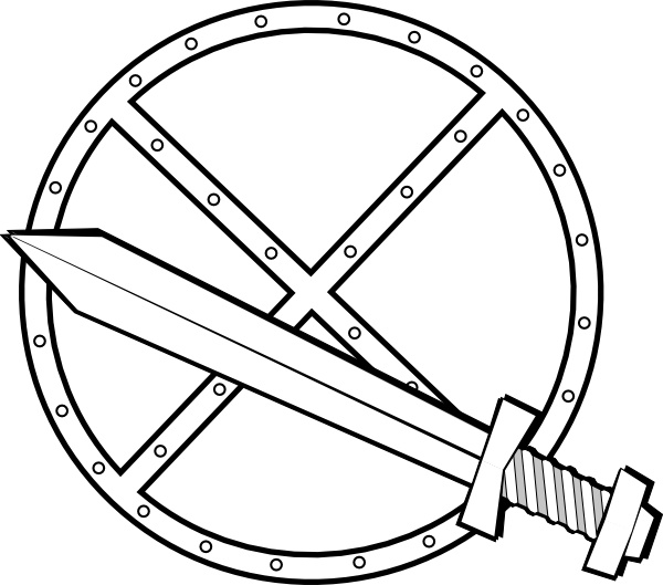 Jonadab Round Sword And Shield clip art Free vector in Open.