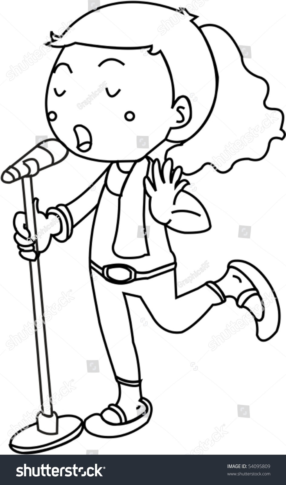 Girl Singing Clipart Black And White.