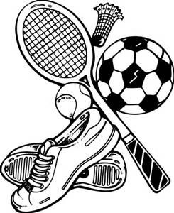 Black and white clip art of a school activities.
