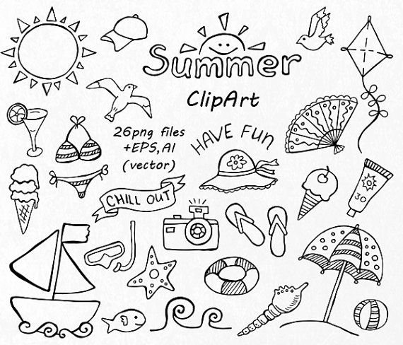 Summer Vacation Png Black And White & Free Summer Vacation Black And.