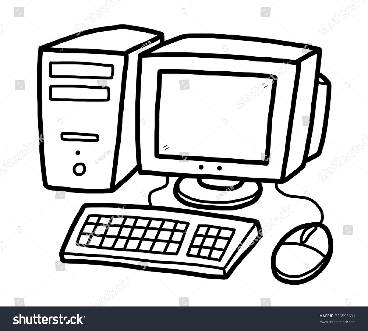 Computer Cpu Clipart Black And White.