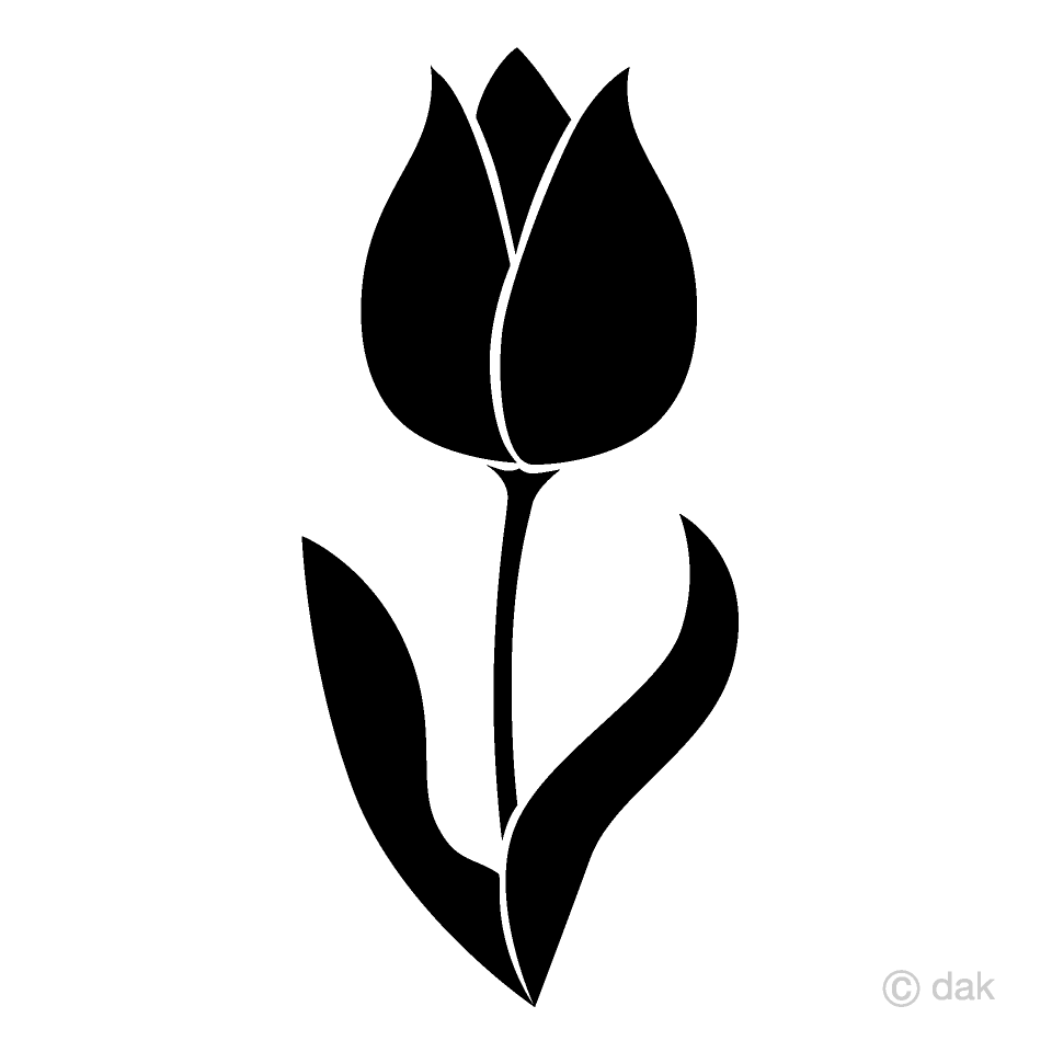 Free Black and White Tulip Clipart Image｜Illustoon.