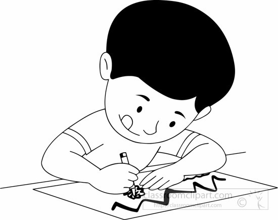 Boy Writing Clipart Black And White.