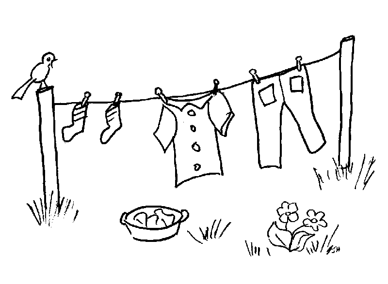 Washing line coloring pages.