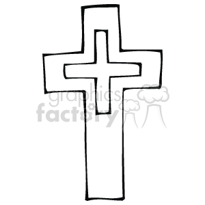 Simple black and white cross clipart. Royalty.