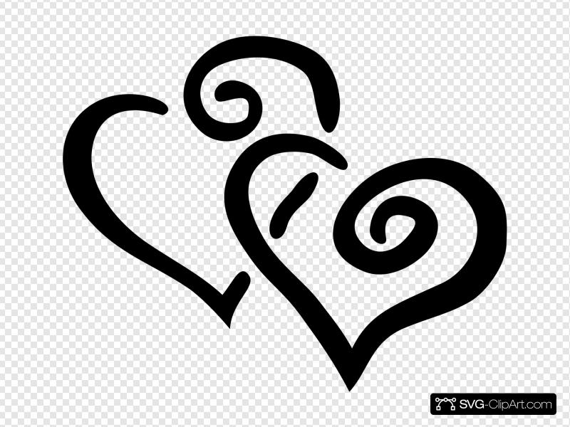 Double Heart Intertwined Black Clip art, Icon and SVG.