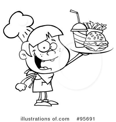 Black And White Fast Food Clipart.