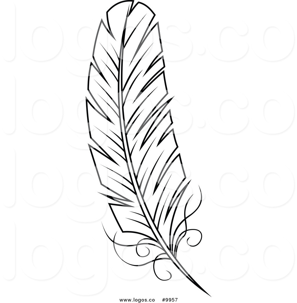 Feather Black And White Clipart.