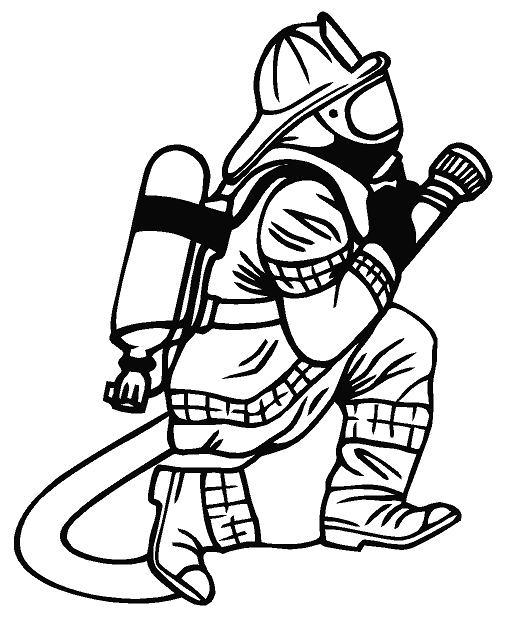93+ Firefighter Clipart Black And White.