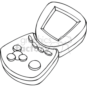 Black and white outline of a game system clipart. Royalty.