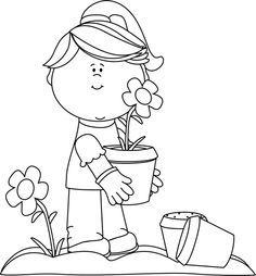 Image result for black and white garden clipart.