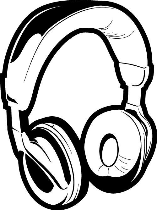 Computer Headphone Clipart Black And White.