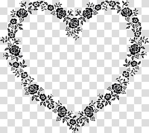 Valentine day lace, heart shapes black transparent background PNG.