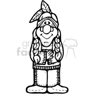 black and white Indian cartoon clipart. Royalty.