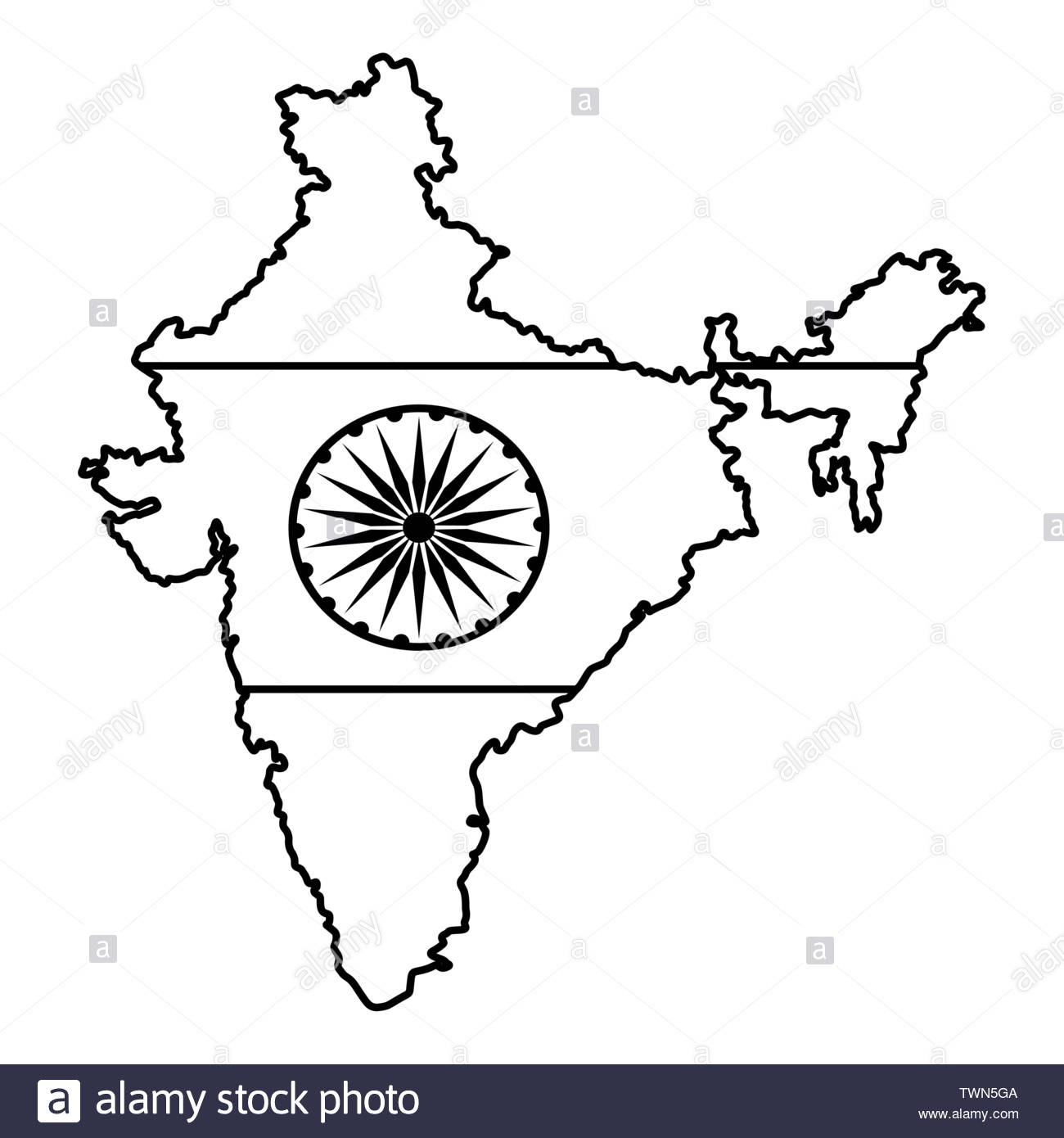 India Flag Black and White Stock Photos & Images.