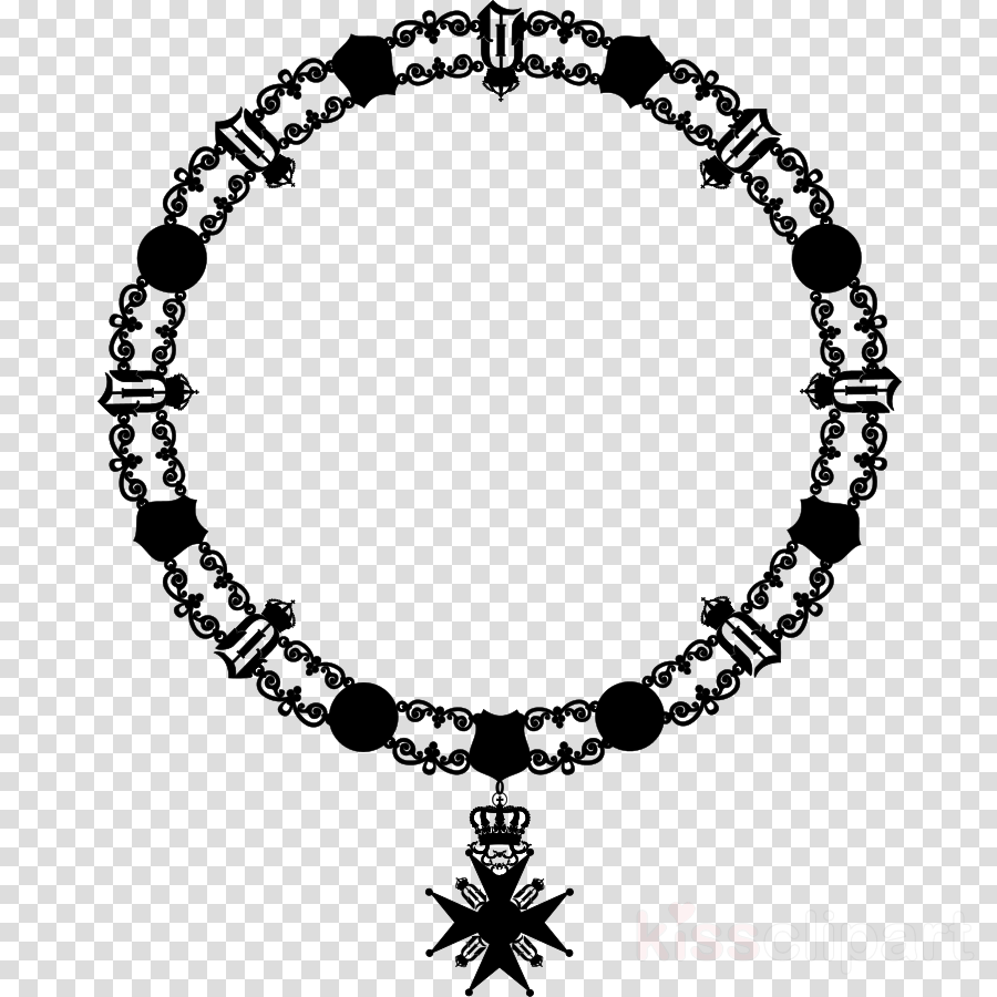 necklace clipart Bead Necklace Black & White.