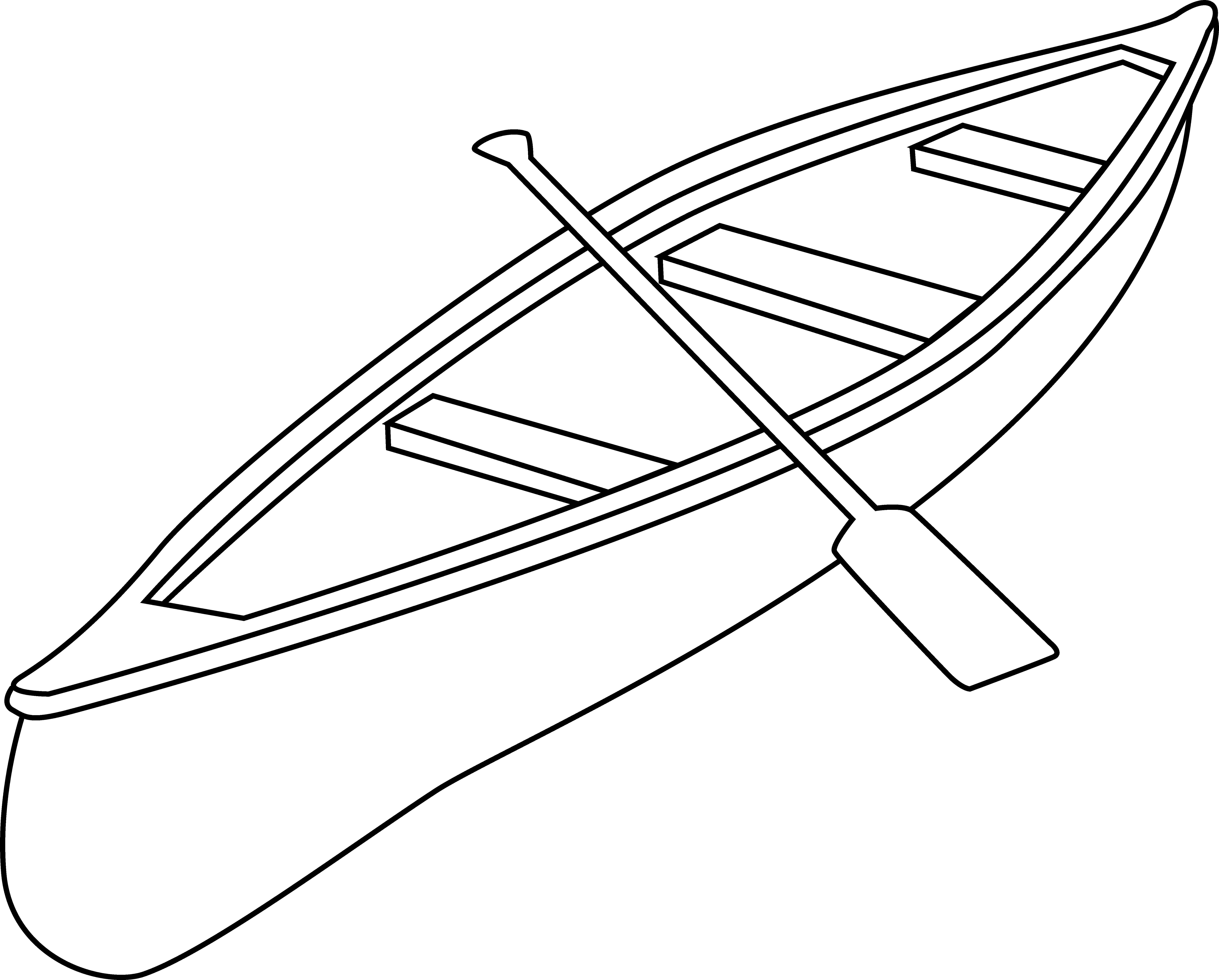 Free Canoe Clip Art Black and White Outline.