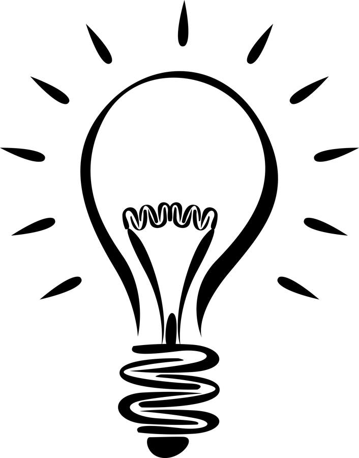 Light Bulb Black And White Clipart.