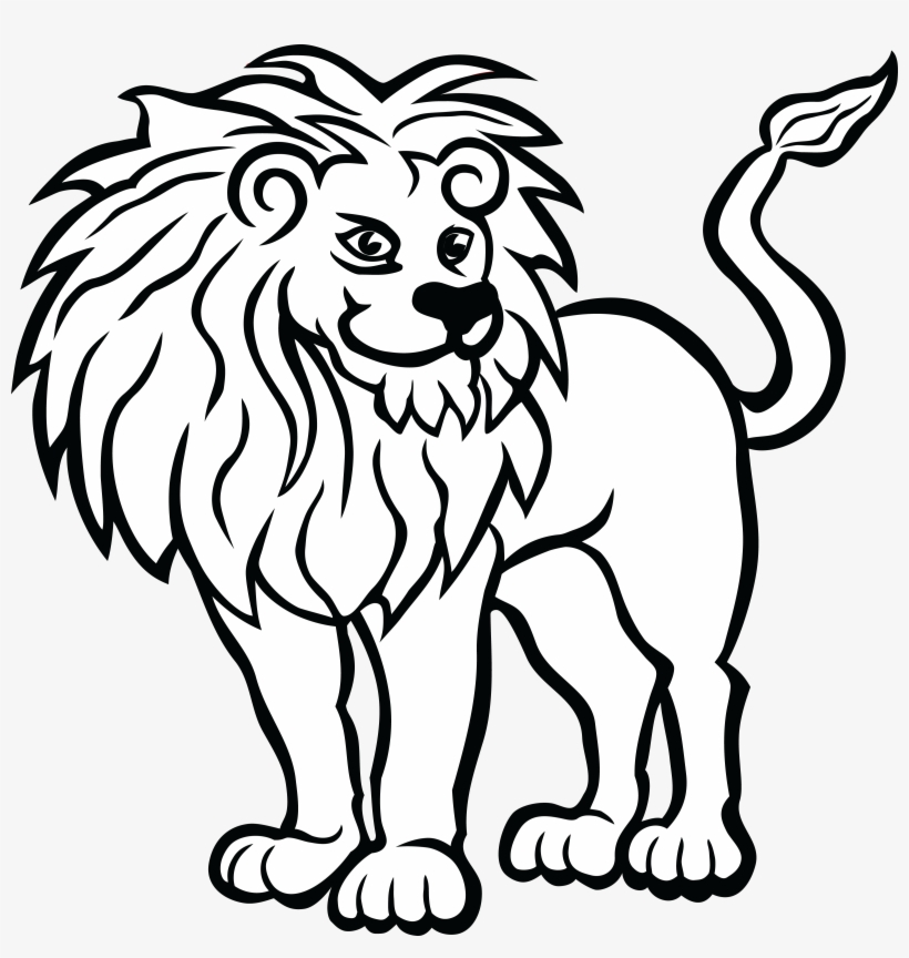 Big Cat Vector Clipart Of A Black And White Lion Head.
