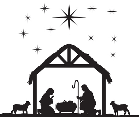 Nativity Black And White Clipart.